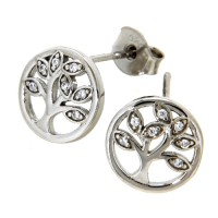 Ohrstecker Silber 925 rhodiniert Lebensbaum