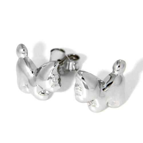 Ohrstecker Silber 925 rhodiniert Katze