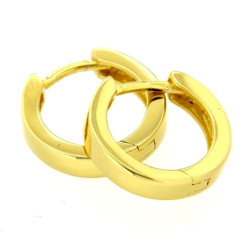 Scharniercreolen Silber 925 vergoldet 3,2 mm x 13,8 mm kantig