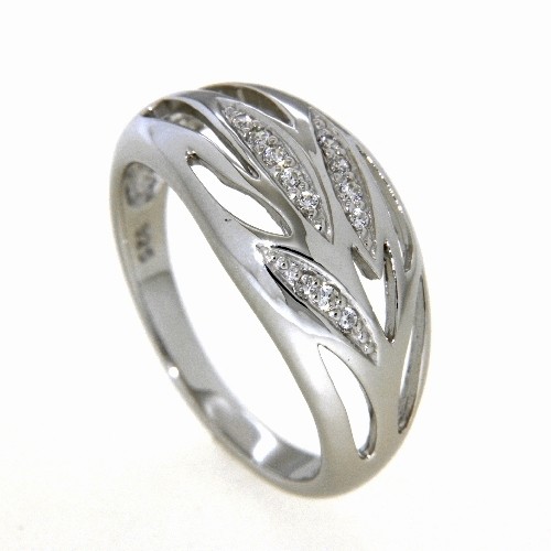 Ring Silber 925 rhodiniert s. c. Zirconia Weite 60