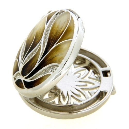 Medaillon Silber 925 rhodiniert Emaille Zirkonia