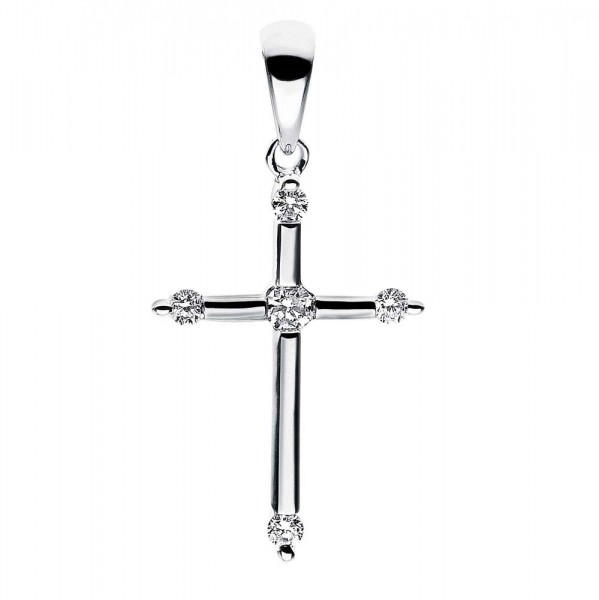 Anhänger Kreuz 750 Weißgold mit 5 Brillanten