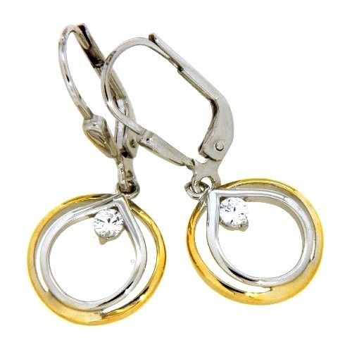 Ohrpendel Silber 925 rhodiniert bicolor Zirkonia