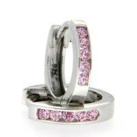Scharniercreolen Silber 925 rhodiniert Zirkonia pink