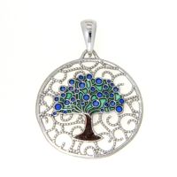 Anhänger Silber 925 rhodiniert & emailliert Lebensbaum 