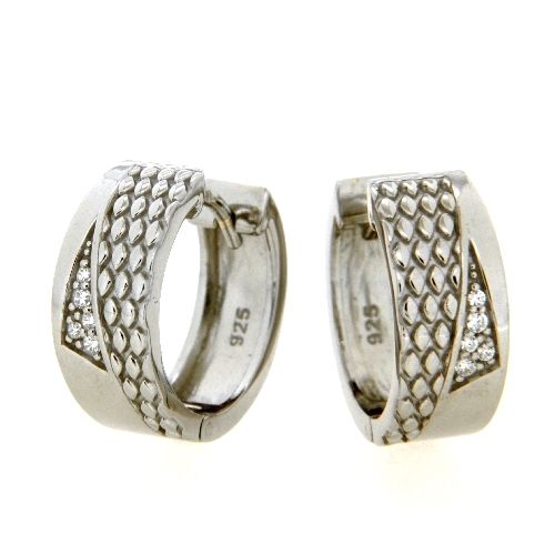 Scharniercreolen Silber 925 rhodiniert Zirkonia