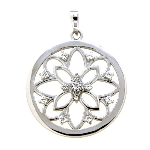 Anhänger Silber 925 rhodiniert Lebensblume Zirkonia