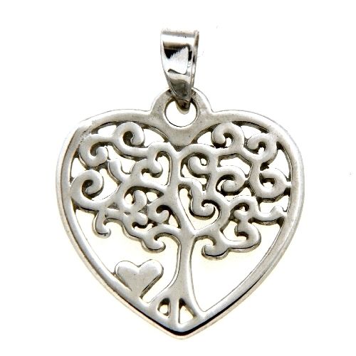 Herzanhänger Silber 925 rhodiniert Lebensbaum