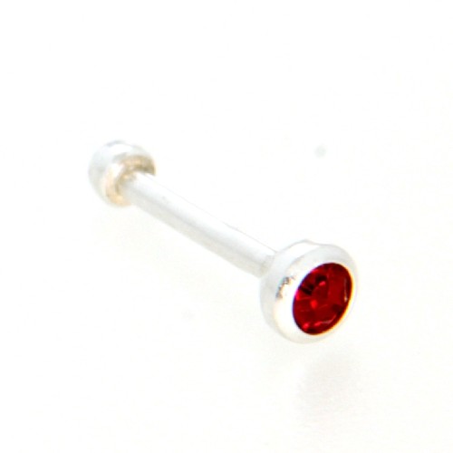 Nasenstecker Silber 925 Glas rot 2 mm mit Kugel