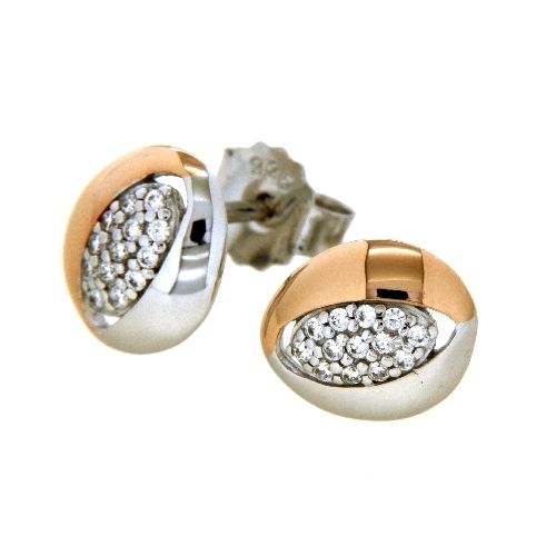 Ohrstecker Silber 925 rhodiniert und rosé vergoldet Zirkonia