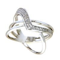 Ring Silber 925 rhodiniert Weite 58 Zirkonia