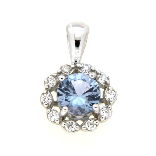 Anhänger Silber 925 rhodiniert Zirkonia und synthetisch blauer Spinell