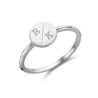 Names4ever Siegelring Silber 925 Damen Disc mit zwei Initialen ZZR4014