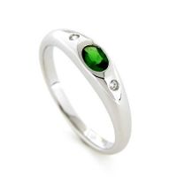Ring Silber 925 rhodiniert Zirkonia und Zirkonia-smaragdfarben Weite 58