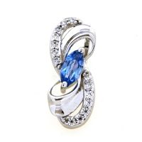 Anhänger Silber 925 rhodiniert Zirkonia und synthetisch blauer Spinell