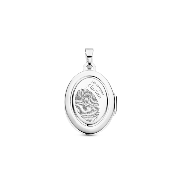 Names4ever Medaillon Silber 925 oval mit Gravur und Fingerabdruck klein