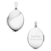 Names4ever Medaillon Silber 925 oval glänzende Linie mit Gravur