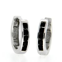 Scharniercreolen Silber 925 rhodiniert Zirkonia schwarz