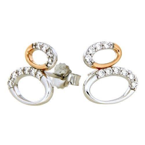 Ohrstecker Silber 925 rhodiniert und rosé vergoldet Zirkonia