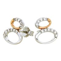 Ohrstecker Silber 925 rhodiniert und rosé vergoldet Zirkonia