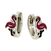 Scharniercreolen Silber 925 rhodiniert Flamingo 