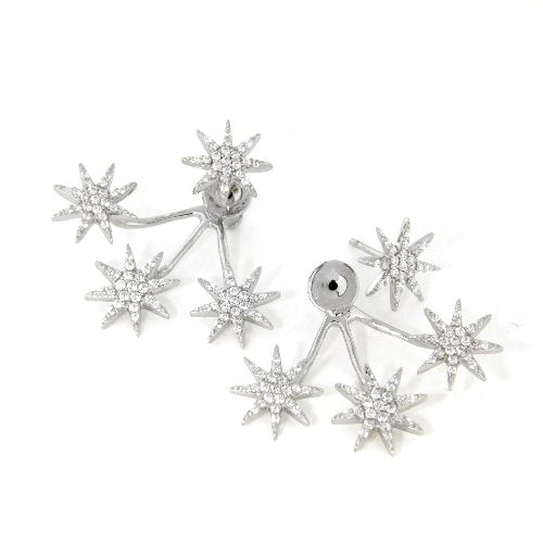 Ohrstecker Silber 925 rhodiniert Sterne