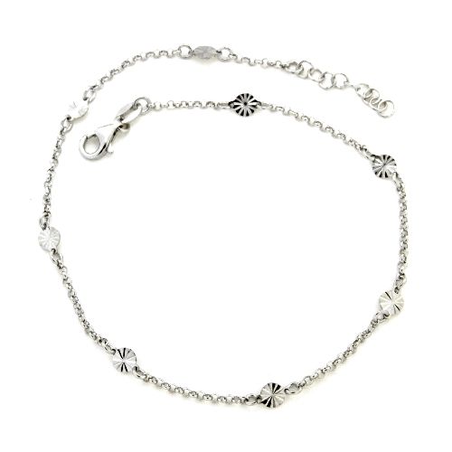 Fußkette Silber 925 rhodiniert 24 cm + 2 cm