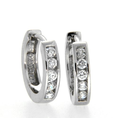 Scharniercreolen Silber 925 rhodiniert Zirkonia weiß