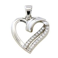Herzanhänger Silber 925 rhodiniert Zirkonia