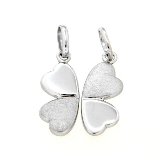 Partneranhänger Silber 925 rhodiniert Kleeblatt