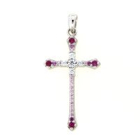 Kreuzanhänger Silber 925 rhodiniert 17 mm x 28 mm