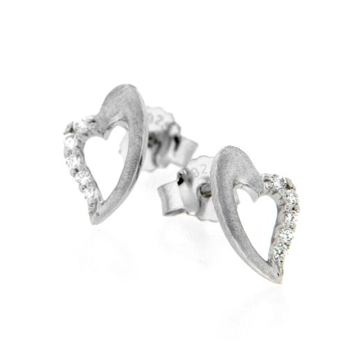 Ohrstecker Silber 925 rhodiniert (Herz)