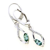 Ohrpendel Silber 925 rhodiniert Zirkonia und Zirkonia grün