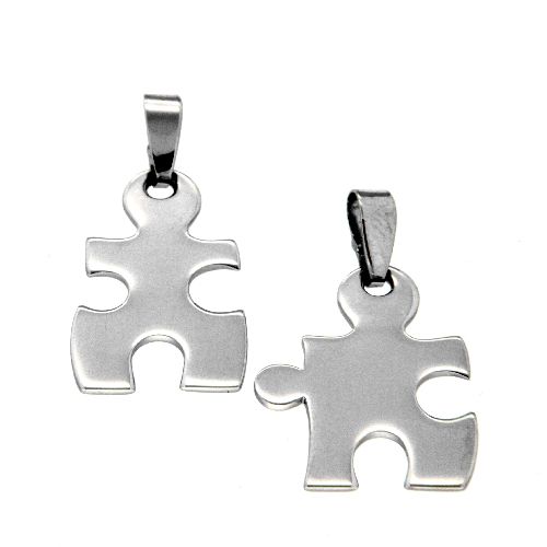 Partneranhänger Silber 925 rhodiniert Puzzle