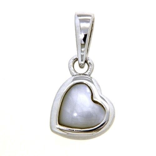 Herzanhänger Silber 925 rhodiniert Perlmutt