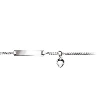Identitäts-Armband Panzer mit Herz 2,1 mm 925 Silber weiß 16 cm