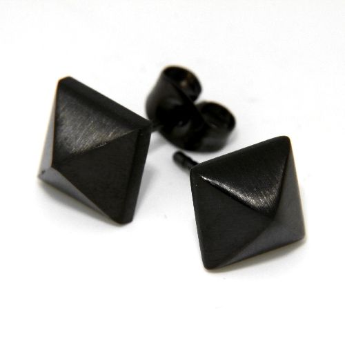 Ohrstecker Edelstahl Pyramide schwarz IPB