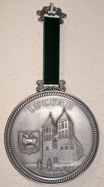 Zinn-Medaillon St. Nikolai Luckau