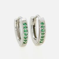 Scharniercreolen Silber 925 rhodiniert Zirkonia grün