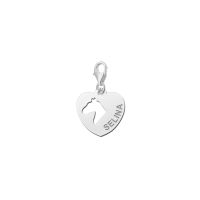 Names4ever Charm Silber 925 Herz Pferdekopf mit Namen ZNDB004
