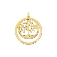Names4ever Familienanhänger Gold 585 mit Lebensbaum rund