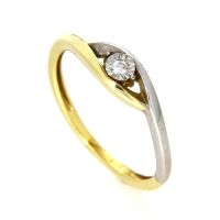Ring Gold 585 bicolor Weite 54 Gelbgold/Weißgold zweiteilig Brillant 0,03 ct. WSI