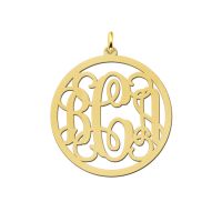 Names4ever Anhänger Gold 585 rund durchbrochen Monogramm 33 mm
