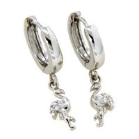 Scharniercreolen Silber 925 rhodiniert Flamingo Zirkonia