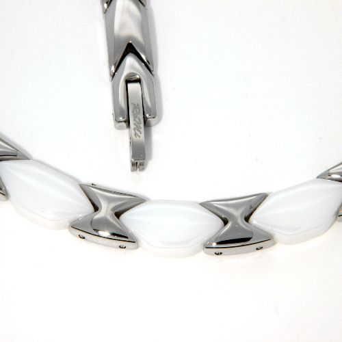 Kette Edelstahl Keramik weiß 48 cm