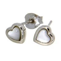 Ohrstecker Silber 925 rhodiniert Herz Perlmutt 