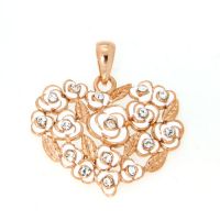 Herzanhänger Silber 925 rosé vergoldet & weiß Lack