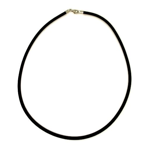 Kautschukcollier (3mm) Silber 925 rhodiniert 50 cm