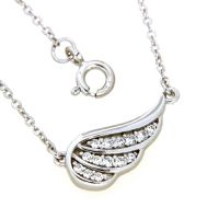 Collier Silber 925 rhodiniert 42+3 cm Zirkonia Engelsflügel 