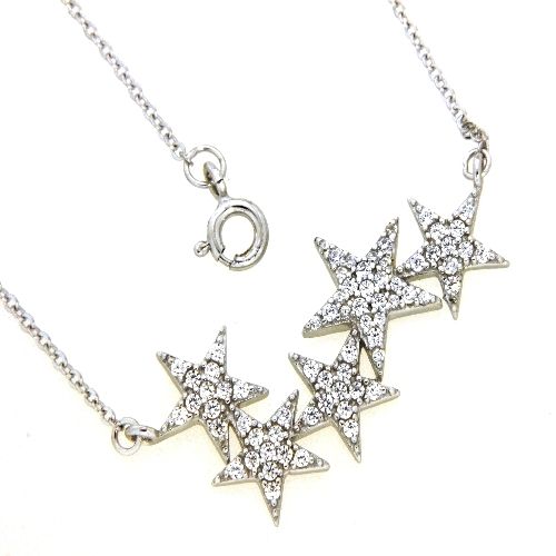 Collier Silber 925 rhodiniert 42+3 cm Zirkonia